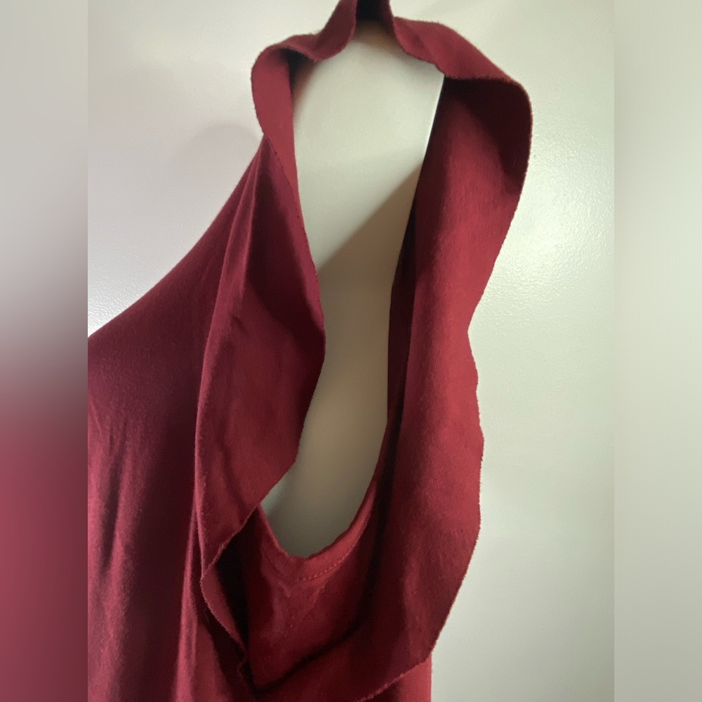 City Chic Burgundy Rounded Neckline Fluttering Cape Sleeves Skylar Dress SKU0466 - Picture 5 of 10